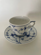 Royal Copenhagen Musselmalet Riflet kaffekop med underkop nr. 1/2162