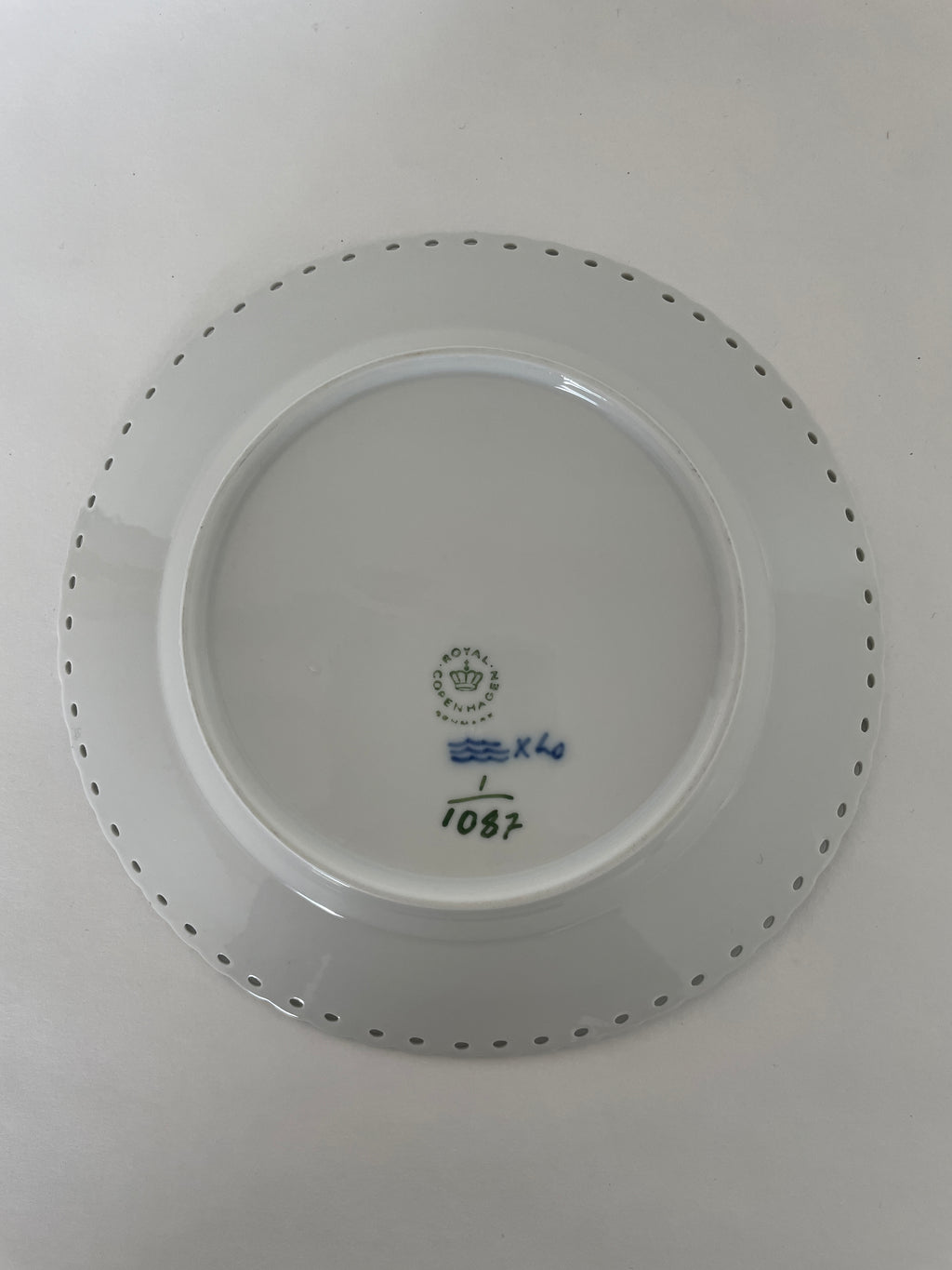 Royal Copenhagen Musselmalet Helblonde kagetallerken nr. 1/1087